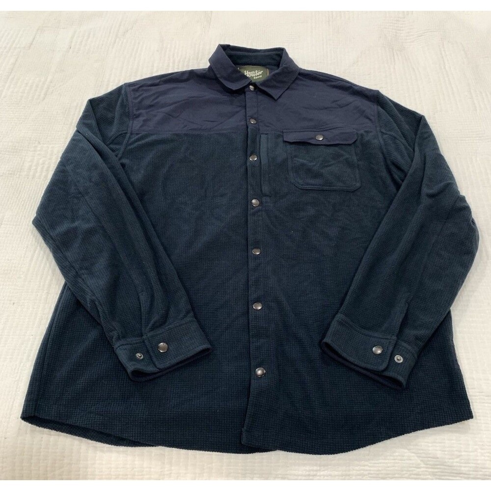 Howler Brothers Fleece Snapshirt Shacket Mens XL Navy Blue Waffle Knit Button Up